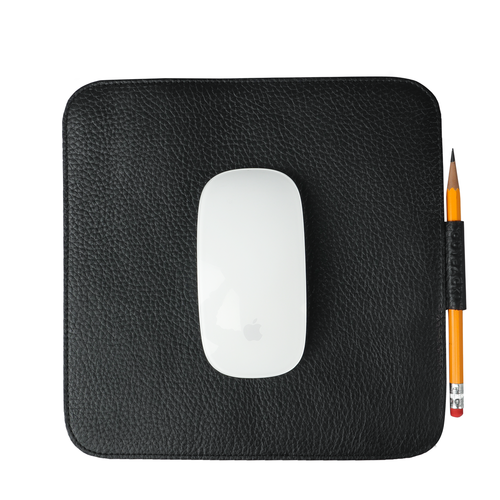 Black Leather Square Mouse Pad