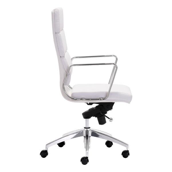 White Leatherette High Back Office Chair -21" X 26" X 44.5"