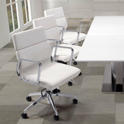 White Leatherette High Back Office Chair -21" X 26" X 44.5"