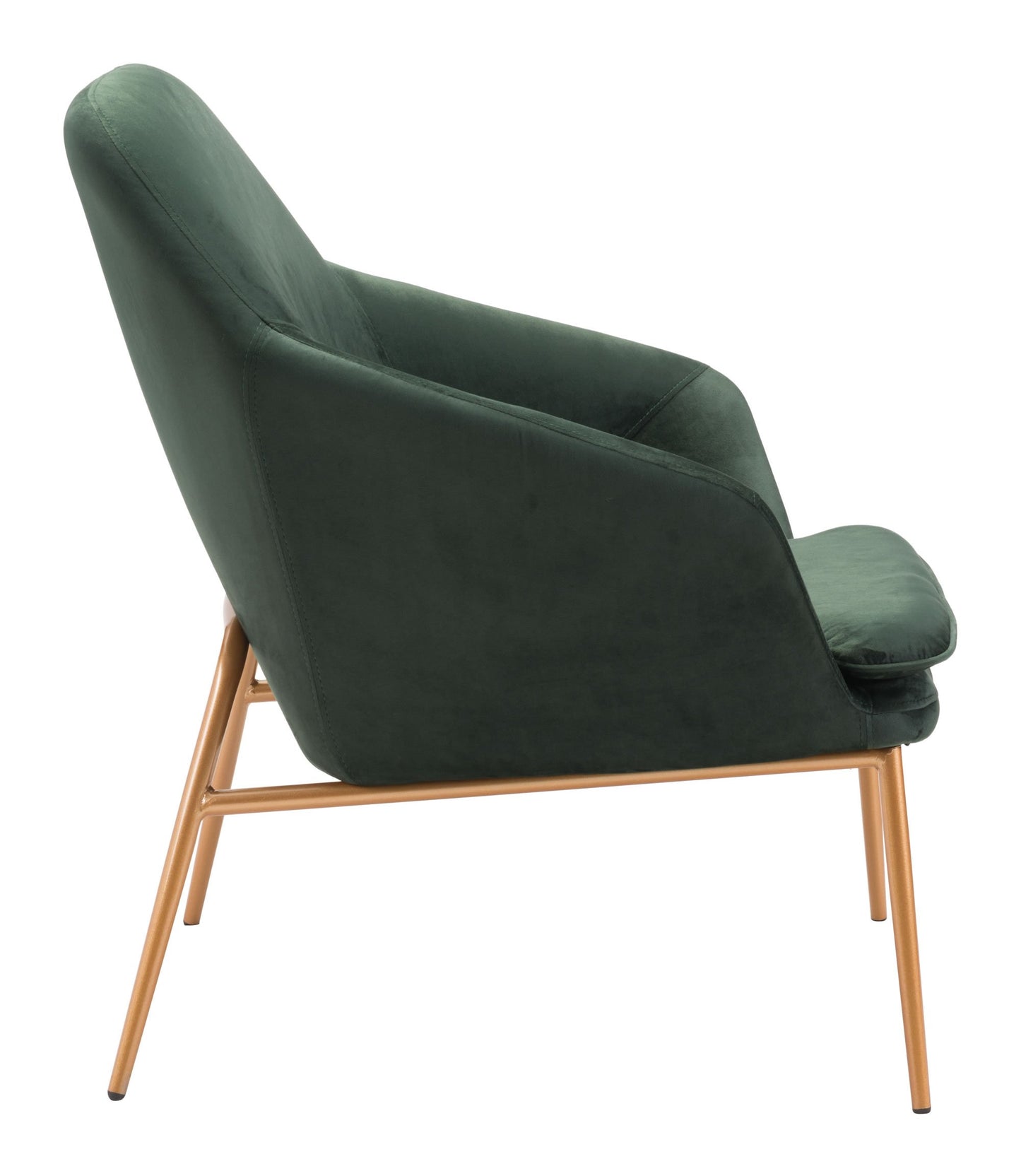 34" Dark Green Velvet Metal Arm Chair