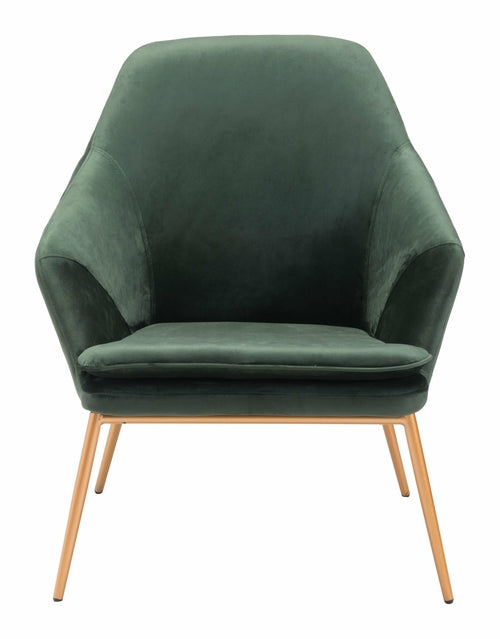 34" Dark Green Velvet Metal Arm Chair