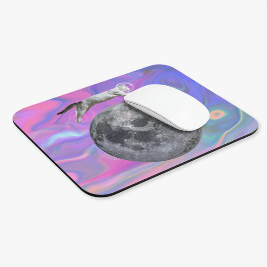 Astronaut Cat Jumping Over Moon Mouse Pad