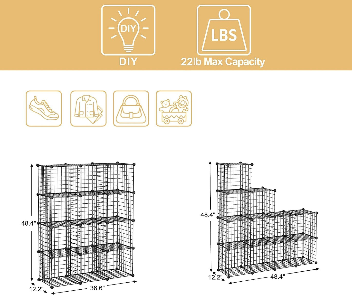 12-Cube Extra Strong Wire Storage Unit