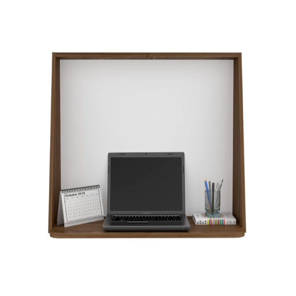 HYRSLF Single Shelf Wall Desk Mahogany and White