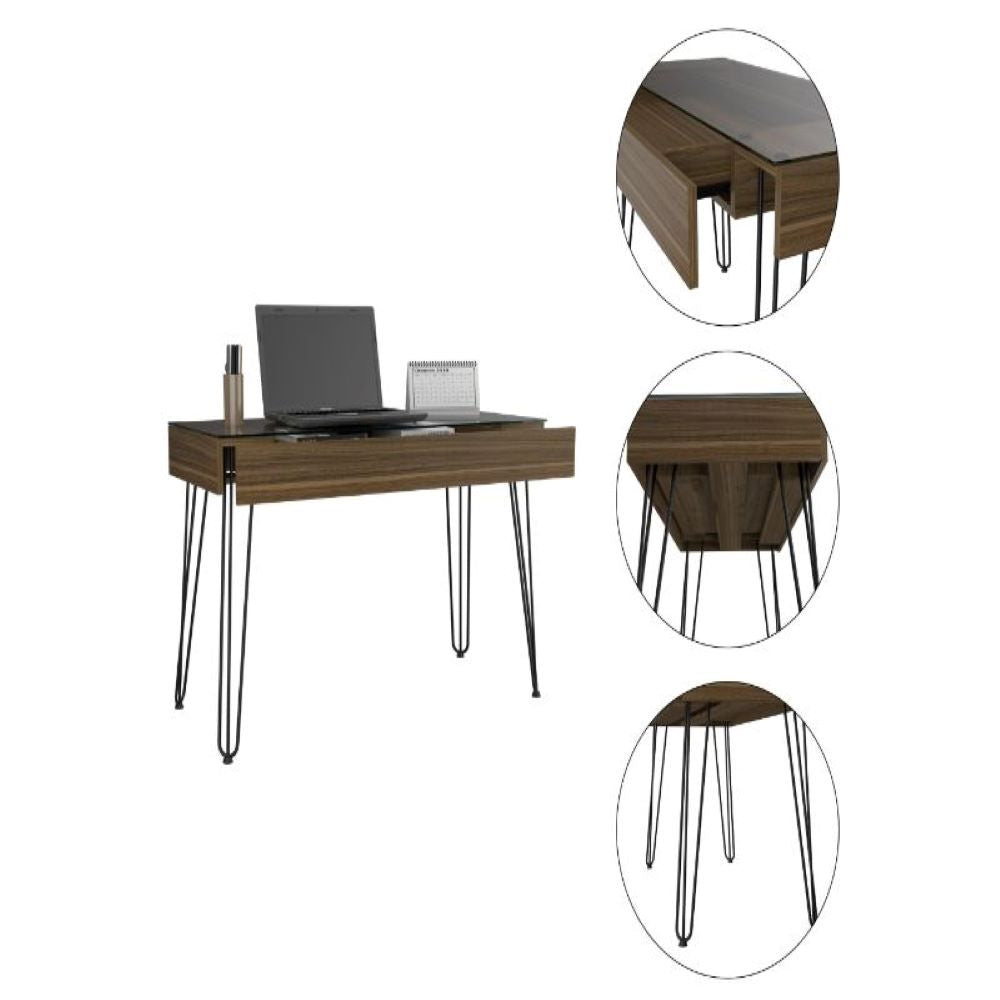 120-Drawer Rolo Desk: Versatile and Elegant with Mahogany Finish 47"x 39"
