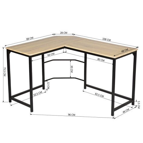 Rustic L-Shaped Wood Computer Desk - Workstation Furniture