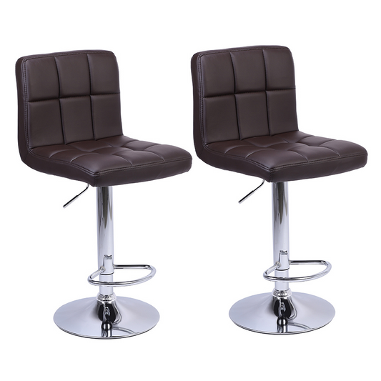 Modern Adjustable Swivel Bar Chairs with PU Leather - Set of 2