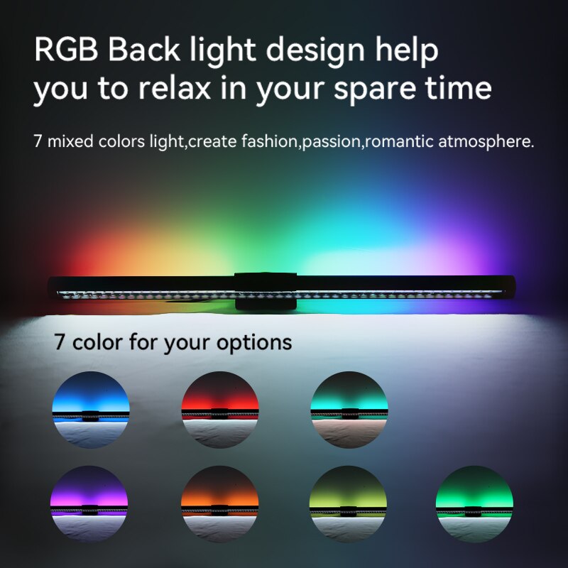 LED Monitor Light Bar with RGB Backlight: Stepless Dimmable Desk Lamp for Home Office Study