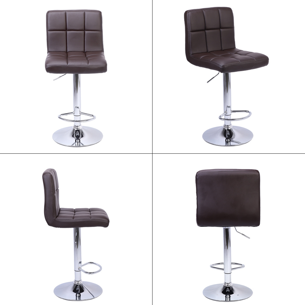 Modern Adjustable Swivel Bar Chairs with PU Leather - Set of 2