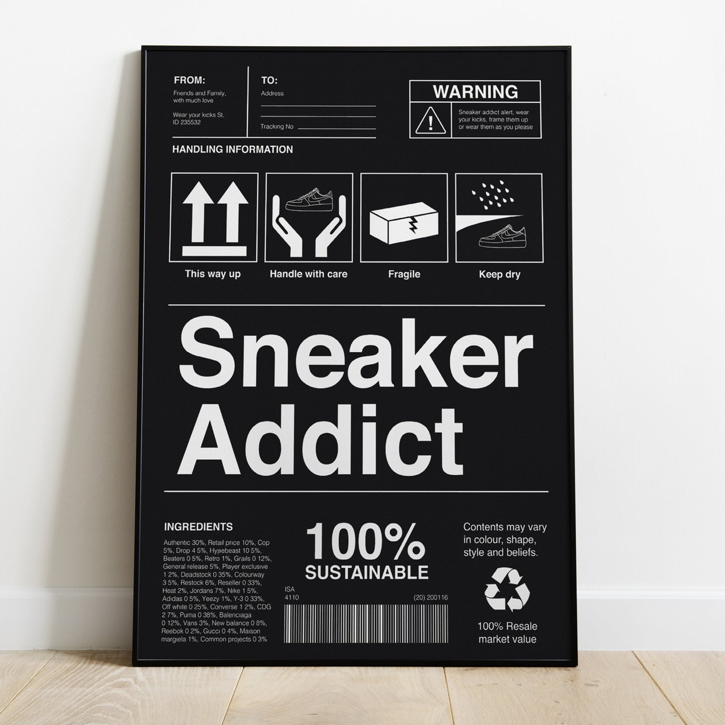 SNEAKER ADDICT Wall Art Poster for Home Office